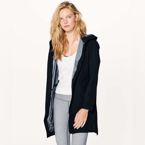 Lululemon Rain Haven Long Jacket Black Size 4 Outdoor Hooded Waterproof Shell